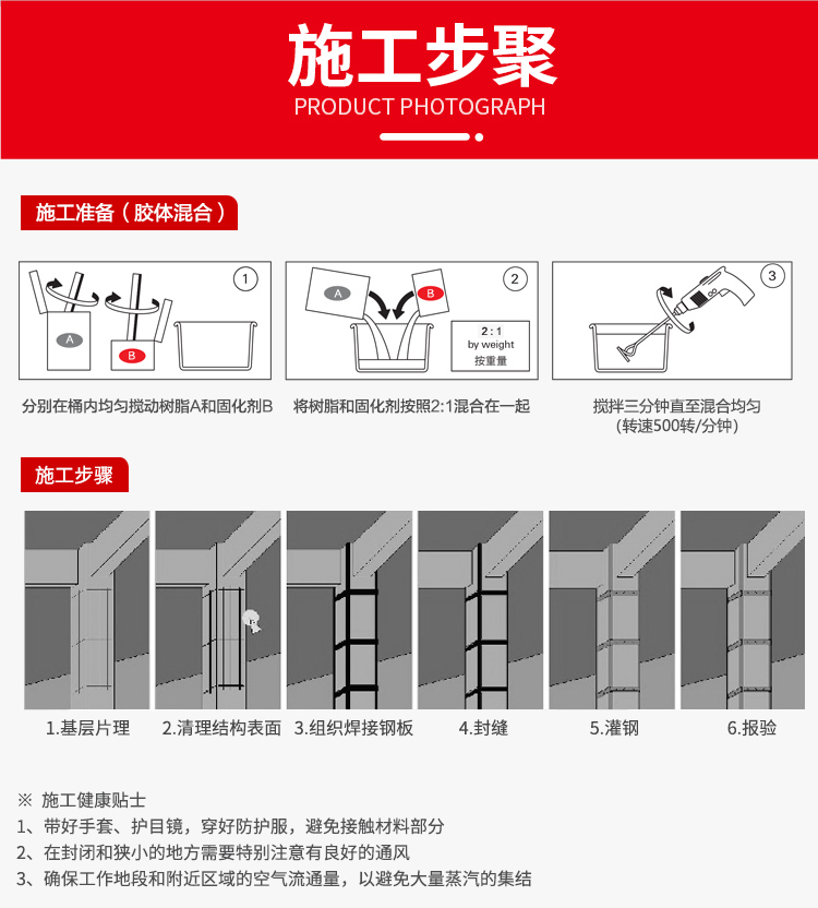 灌注胶的施工方法