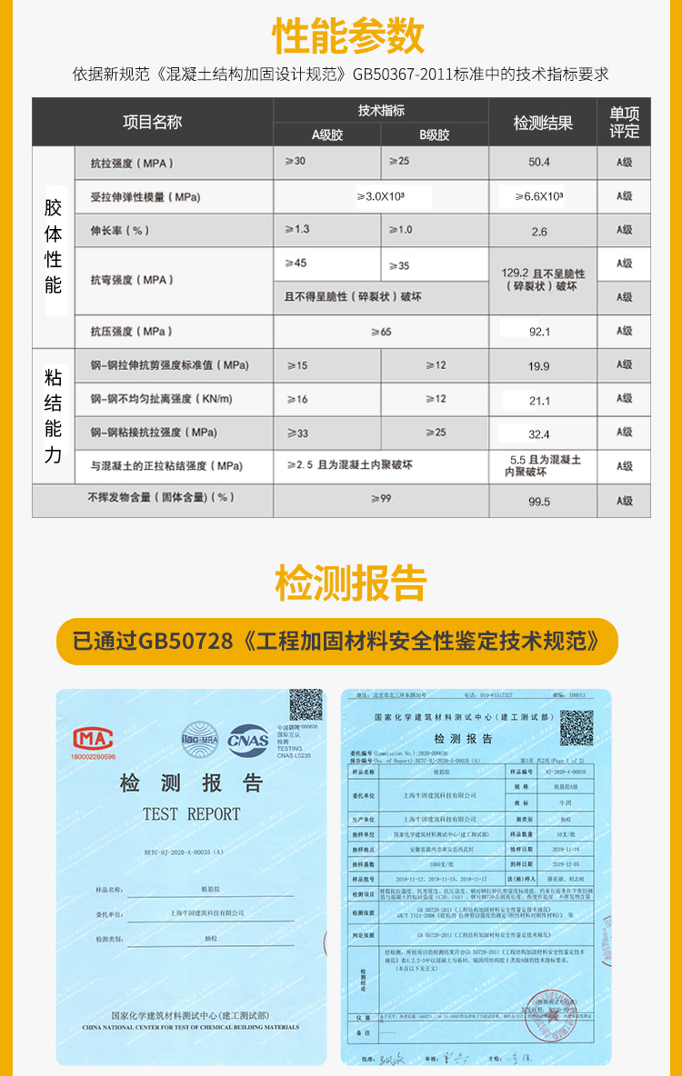 水下植筋胶性能参数